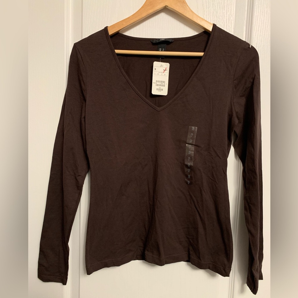 H&M Casual Long Sleeve Tee in Brown - Size S